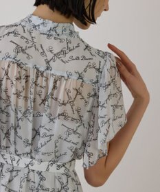 GRACE CONTINENTAL ボウタイプリーツプリントワンピース