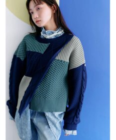 Green Parks ＫＢＦ　２ＷＡＹパッチワークニットカーディガン