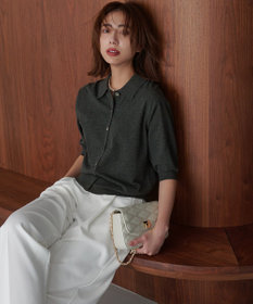 洗える/吊り干しOK】ヴィスコースストレッチ ポロニット