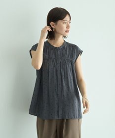 YECCA VECCA ドット柄ギャザーブラウス