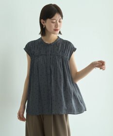 YECCA VECCA ドット柄ギャザーブラウス