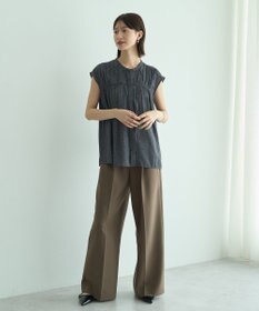 YECCA VECCA ドット柄ギャザーブラウス