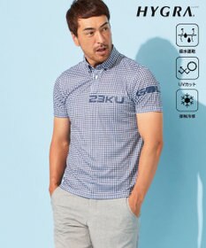 23区GOLF 【MEN】【接触冷感・UVケア・吸水速乾】ギンガムチェック柄 ポロシャツ