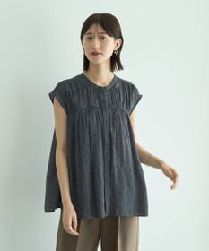 YECCA VECCA ドット柄ギャザーブラウス