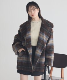 earth music&ecology チェックシャギーコート