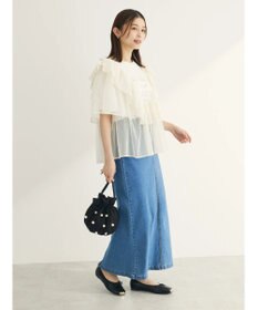 Green Parks ■ＥＳＣＡＲ　ドットチュールフレアヨークプルオーバー