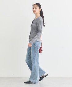 earth music&ecology 【予約】プリーツレイヤーケーブルニットカーディガン