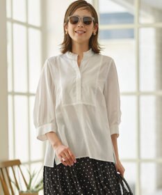 組曲 【WEB限定】ナイロンレーヨン スキッパーブラウス