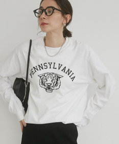 WEGO 【ANGIE VINTAGE】GILDAN カレッジロゴ オーバーサイズ プリント ロンT