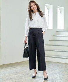 ANY L 【洗濯機可/ストレッチ/ウエストゴム/セットアップ可】イージーケアワイドパンツ