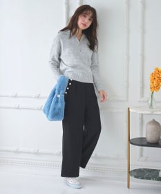 Feroux 【古畑星夏さん着用】パールポイントハイウエストセミワイド パンツ