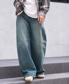 WEGO 【ウエスト調整可/SMLサイズ展開】ローライズカバーフィットフレアデニムパンツ