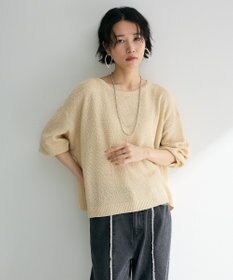 Green Parks かのこボートネック７分袖ニットプルオーバー