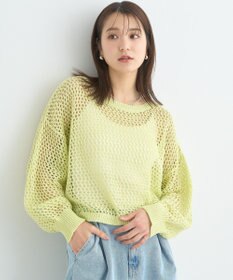 earth music&ecology スパンコールメッシュニットプルオーバー