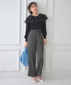 Feroux 【古畑星夏さん着用】パールポイントハイウエストセミワイド パンツ