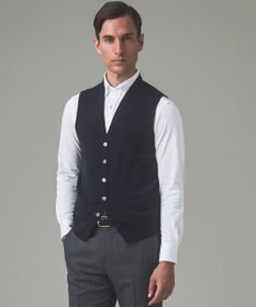 GOTAIRIKU 体温調整に【洗える/チクチクしにくい/ピリングしにくい】イタリア糸 ハイゲージ ベスト_WOOL100%