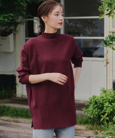 Tiaclasse 【新色追加・洗える】ランダムリブ編みドルマンニットチュニック