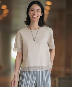 J.PRESS LADIES 【一枚で着映え】コットンスムース レース カットソー