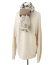 MOONBAT FURLA ウール100%リバーシブルジャカードマフラー/幅40cm