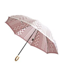 槇田商店 Kirie ドットとストライプ アンティークボルドー 折りたたみ傘