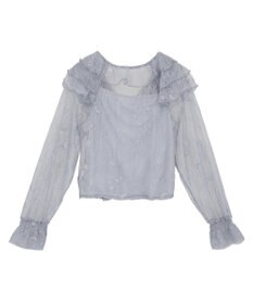 earth music&ecology ＳＥＴ２点ラッフルレースブラウス＋キャミソール