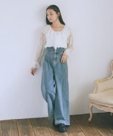 earth music&ecology ＳＥＴ２点ラッフルレースブラウス＋キャミソール