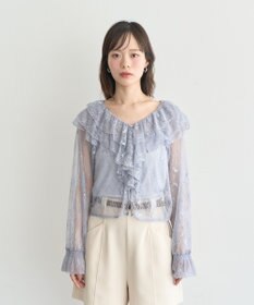 earth music&ecology ＳＥＴ２点ラッフルレースブラウス＋キャミソール