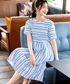 Tiaclasse 【洗える】 1枚でサマになるマルチボーダーワンピース