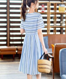 Tiaclasse 【洗える】 1枚でサマになるマルチボーダーワンピース