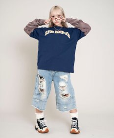 WEGO 【ユニセックス着用ITEM/MLサイズ展開】チェックカレッジグラフィックT（SS）