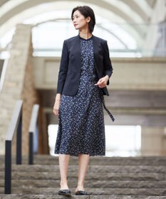 J.PRESS LADIES 【洗える】 スパンローンフラワー バンドカラー ワンピース