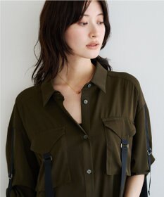 YECCA VECCA ミリタリーロングシャツワンピース