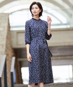J.PRESS LADIES 【洗える】 スパンローンフラワー バンドカラー ワンピース
