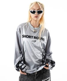 WEGO 【ユニセックス着用ITEM】ファイヤーパターンゲームロゴT（長袖）