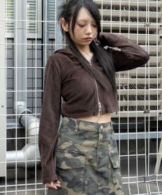 WEGO ベロアショートZIPパーカー