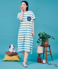 WACOAL PEANUTS ネグリジェ 4分袖 ワンピース 綿100%(本体) スヌーピー レディース FNT166 /ワコール