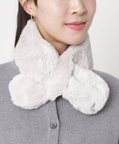 MOONBAT FURLA（フルラ）プチリボンマフラー  アーチロゴ フェイクファー