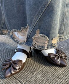 WEGO ダブルリボンポインテッドシューズ