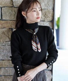 Tiaclasse 【洗える】タートルボタンニットトップス