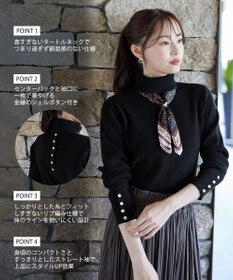 Tiaclasse 【洗える】タートルボタンニットトップス