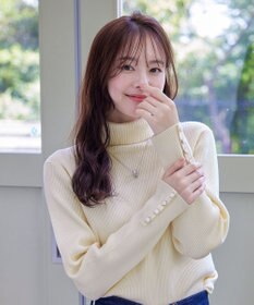 Tiaclasse 【洗える】タートルボタンニットトップス