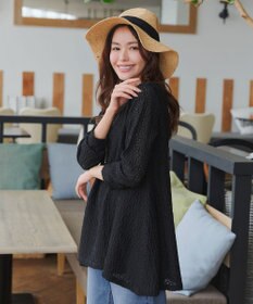 Tiaclasse 【洗える】花柄カットレースフレアトップス