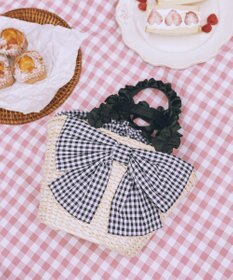 Maison de FLEUR リボンメイズフリルハンドルカゴバッグ