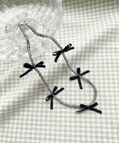 WEGO Lビーズサテンリボンネックレス