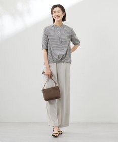 J.PRESS LADIES S 【洗える】アセVisギンガム バンドカラー ブラウス