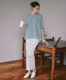 ICB 【洗える】T/Cストレッチサテン スティックパンツ