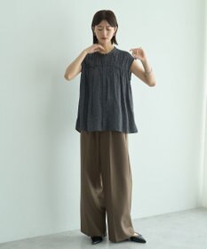 YECCA VECCA ドット柄ギャザーブラウス