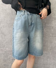 WEGO ワイドハーフデニムパンツ