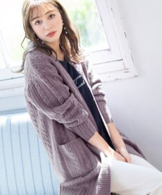 Tiaclasse L 【洗える】大人華やかなアラン柄ニットカーディガン