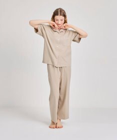 une nana cool 【綿100%】60/2 やわらか天竺 半袖開襟パジャマ MADE WITH LIBERTY FABRIC